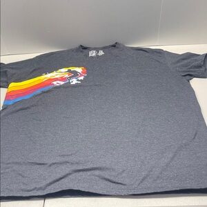 Easter Island Men's Dark Gray Graphic Tee with Vibrant Stripes